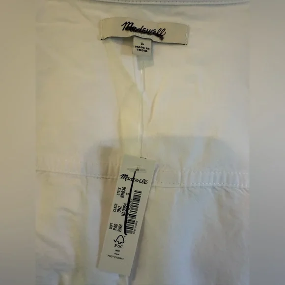 NWT Madewell Cropped Utility Button-Up Shirt, White, Oversized Small - Picture 9 of 9